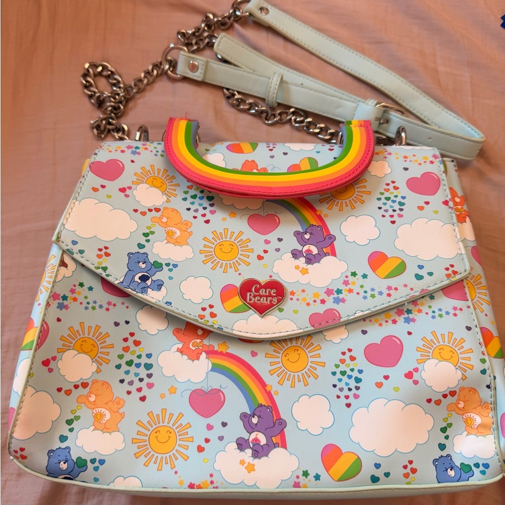 40th Anniversary Loungefly Care Bears Rainbow Handle Crossbody Bag